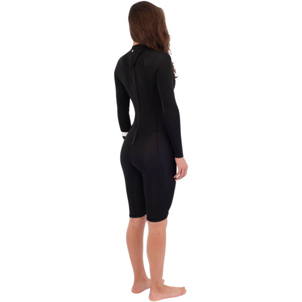 2026 Hurley Womens Air 2mm Mid Long Sleeve Back Zip Shorty Wetsuit WSS0014232 - Black